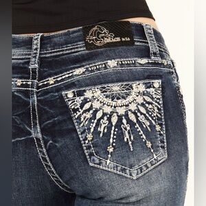 Grace in La western bling dream catcher mid waist boot cut jeans NWT